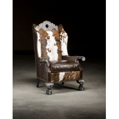 Luxury Leather & Upholstered Furniture Spotted Hair Hyde Chair, High End Luxury Leather Furniture