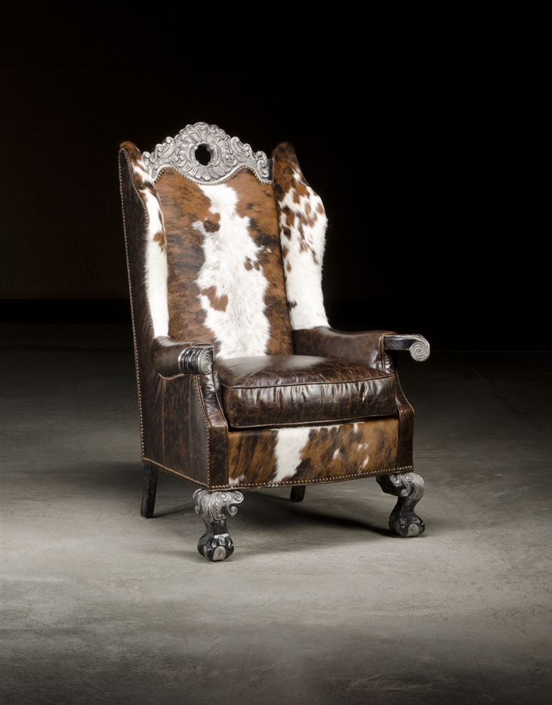 Luxury Leather & Upholstered Furniture Spotted Hair Hyde Chair, High End Luxury Leather Furniture