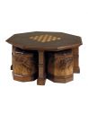 Decorative Accessories Luxury furniture. Leather cocktail table with four hair hide stools.