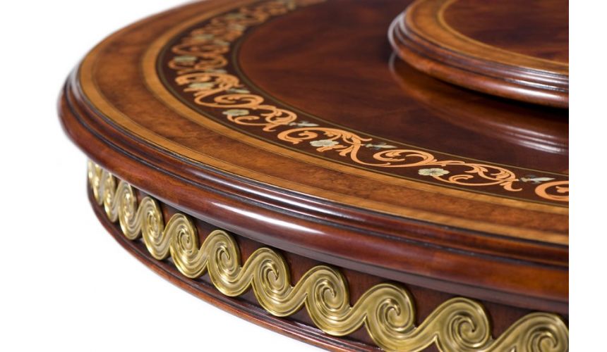 Dining Tables Luxurious Swirled Mahogany and Patterned Dining Table
