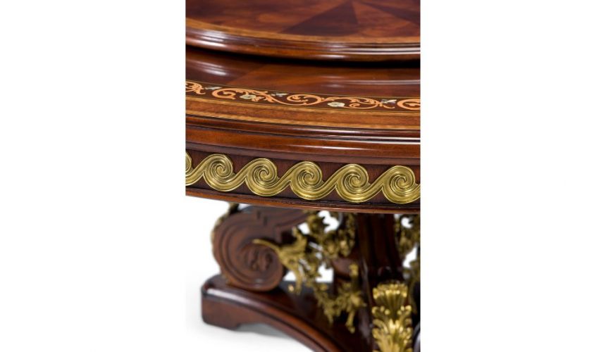 Dining Tables Luxurious Swirled Mahogany and Patterned Dining Table