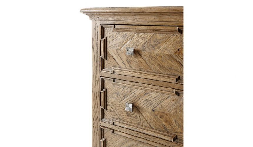 Chest of Drawers High End Checker Banded Oak Chest of Drawers