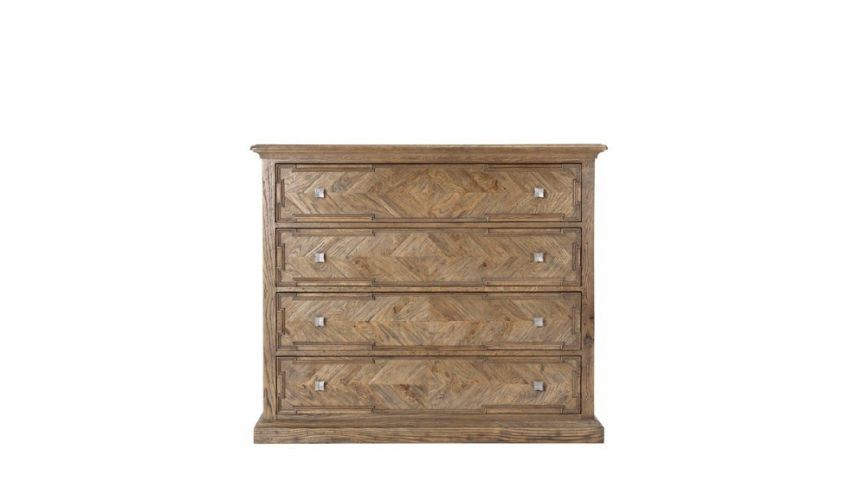 Chest of Drawers High End Checker Banded Oak Chest of Drawers
