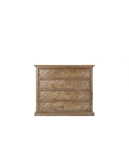 Chest of Drawers High End Checker Banded Oak Chest of Drawers
