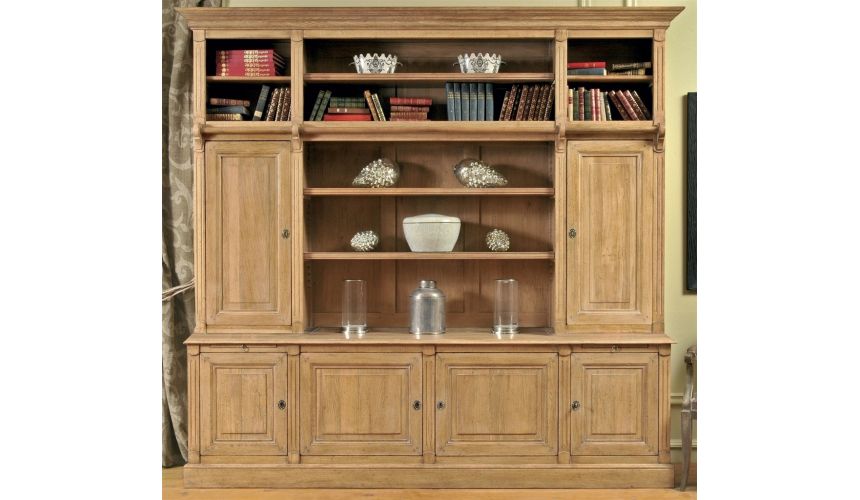 Bookcases High end library bookcase with ladder, French country home.