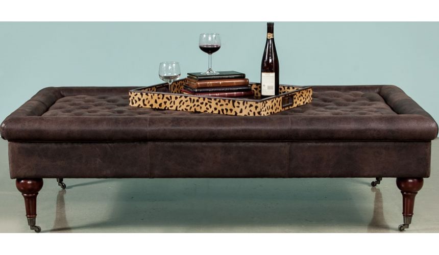 Luxury Leather & Upholstered Furniture Tufted Leather Ottoman