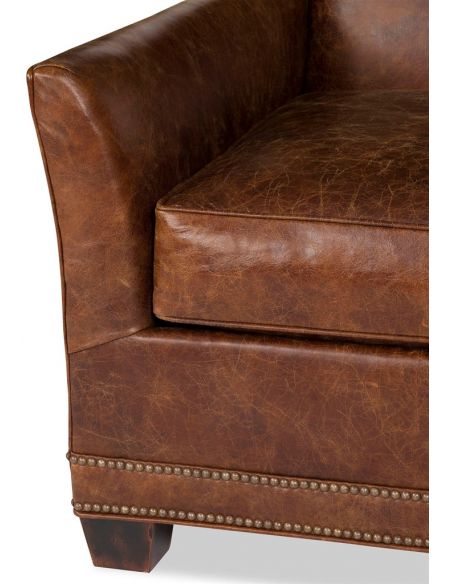 Luxury Leather & Upholstered Furniture Brown Leather Club Armchair