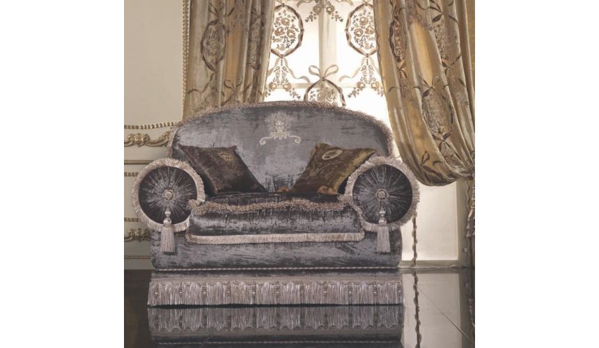 Custom Window Treatments Luxurious velvet chair and living room set with hand sewn embroidery