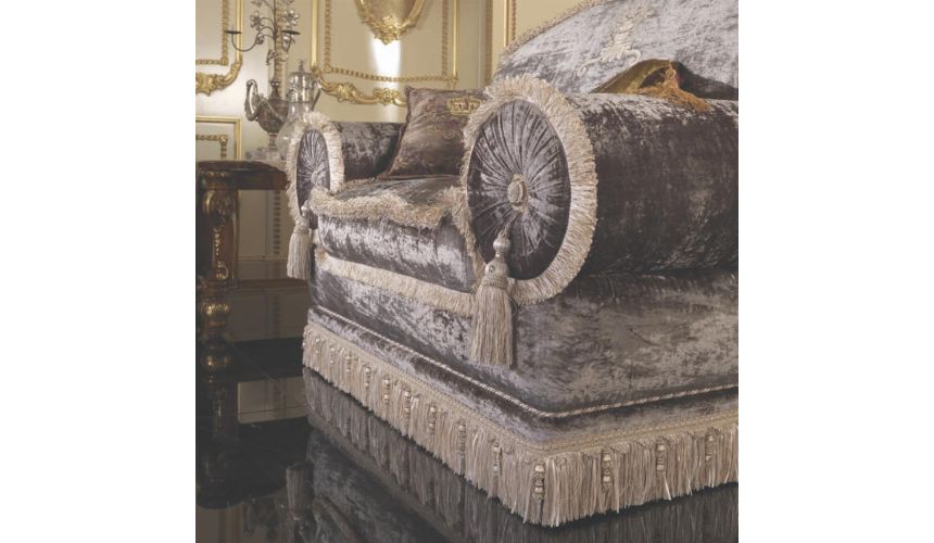 Custom Window Treatments Luxurious velvet chair and living room set with hand sewn embroidery