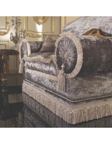 Custom Window Treatments Luxurious velvet chair and living room set with hand sewn embroidery