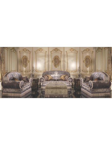 Custom Window Treatments Luxurious velvet chair and living room set with hand sewn embroidery