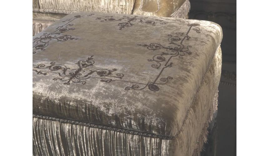 Custom Window Treatments Luxurious velvet chair and living room set with hand sewn embroidery