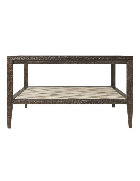 Rectangular and Square Coffee Tables Modern Glass Topped Table with Chevron Detailing