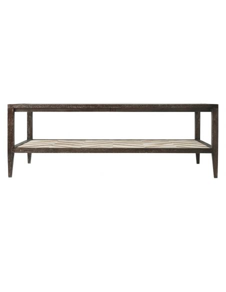 Rectangular and Square Coffee Tables Modern Glass Topped Table with Chevron Detailing