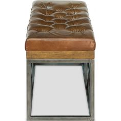 Luxury Leather & Upholstered Furniture Tufted Leather Cushioned Bench 2