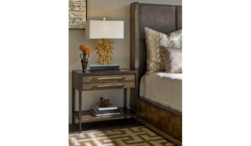 Queen and King Sized Beds Bed in a luxurious combination of wood and fabric