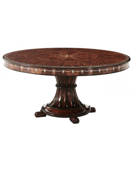 Exquisite White Floral Mahogany Table