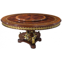 Dining Tables Luxurious Swirled Mahogany and Patterned Dining Table