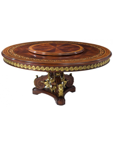 Luxurious Swirled Mahogany and Patterned Dining Table