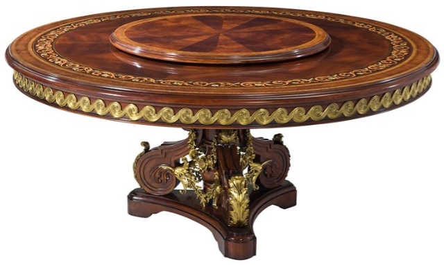 Dining Tables Luxurious Swirled Mahogany and Patterned Dining Table