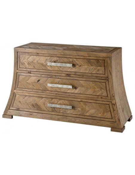 High End Modern Rustic Oak Parquetry Chest of Drawers