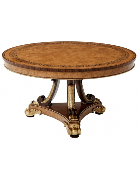Elegantly Royal Ebonised Parquetry Center Table