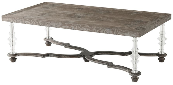 Rectangular and Square Coffee Tables Elegant Vintage Oak Table with Wavy X Stretcher