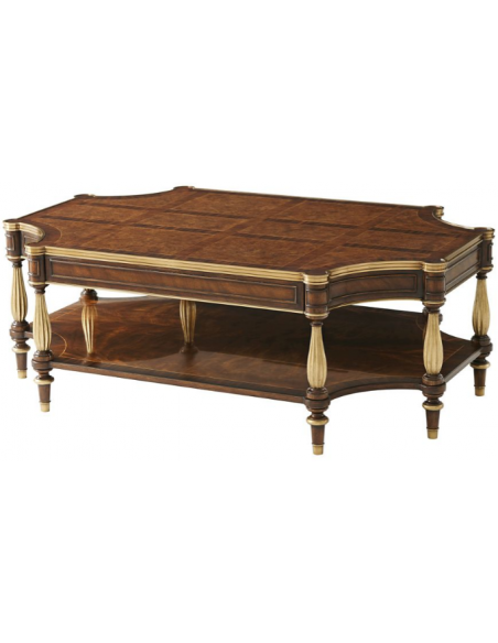 Classic and Grand Cocktail Table with Patterned Woodwork
