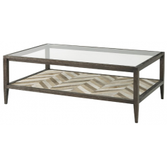 Rectangular and Square Coffee Tables Modern Glass Topped Table with Chevron Detailing