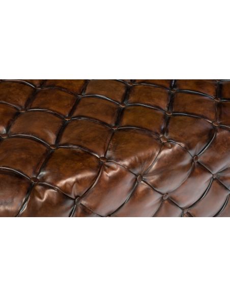 Luxury Leather & Upholstered Furniture Large Tufted Leather English Ottoman