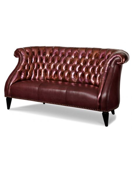 SOFA, COUCH & LOVESEAT Luxurious Buttoned Leather Customizable Sofa
