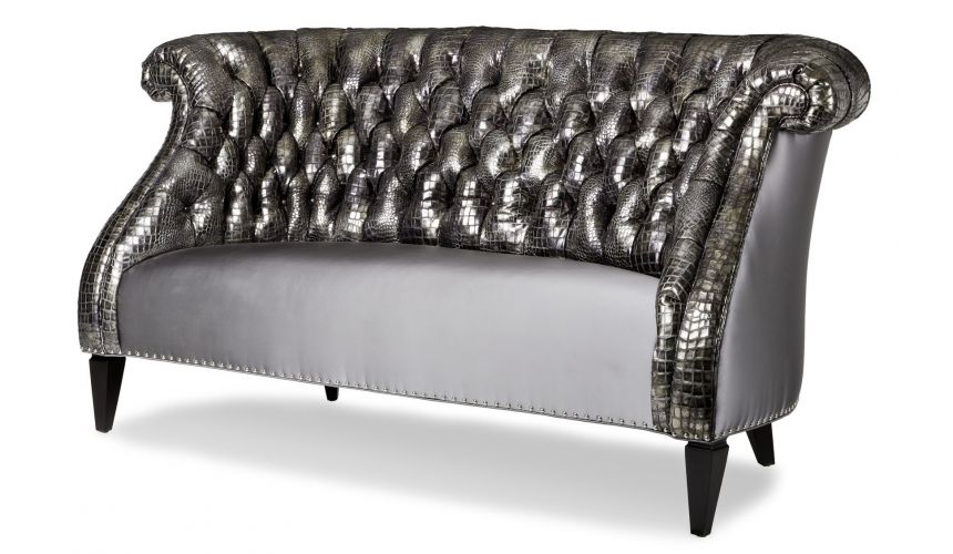 SOFA, COUCH & LOVESEAT Luxurious Buttoned Leather Customizable Sofa