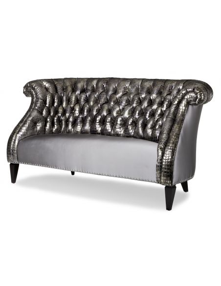 SOFA, COUCH & LOVESEAT Luxurious Buttoned Leather Customizable Sofa