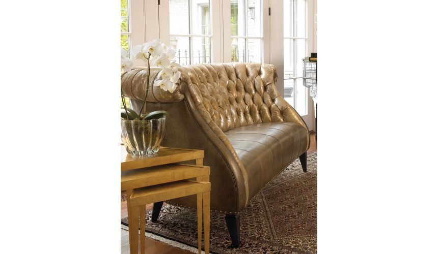 SOFA, COUCH & LOVESEAT Luxurious Buttoned Leather Customizable Sofa