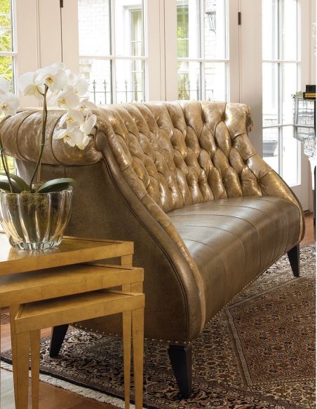 SOFA, COUCH & LOVESEAT Luxurious Buttoned Leather Customizable Sofa