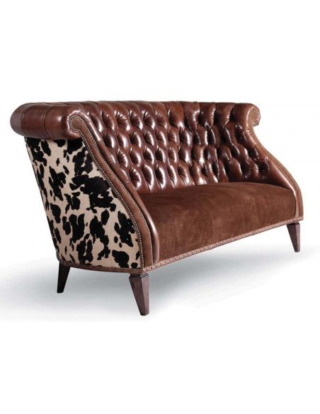 SOFA, COUCH & LOVESEAT Luxurious Buttoned Leather Customizable Sofa