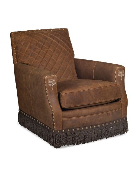 Deluxe Rustic Caramel Armchair with Fringe
