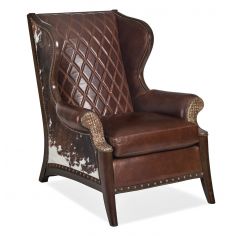 CHAIRS, Leather, Upholstered, Accent High End Luxury Patterned Leather Accent Chair with Animal Hide Accents