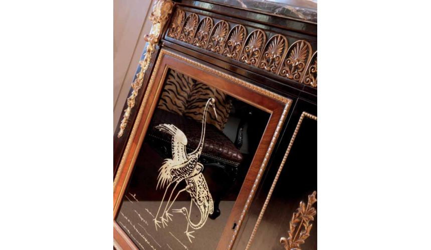 Breakfronts & China Cabinets Elegant Coral Lake at Midnight Furniture Set