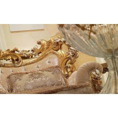 Queen and King Sized Beds Elegant and Royal Golden Plush Living Room Furniture Set 2