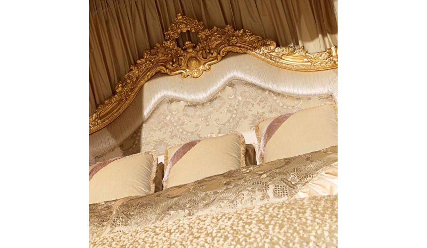 Queen and King Sized Beds Luxurious Golden Grecian Bedroom Furniture Set
