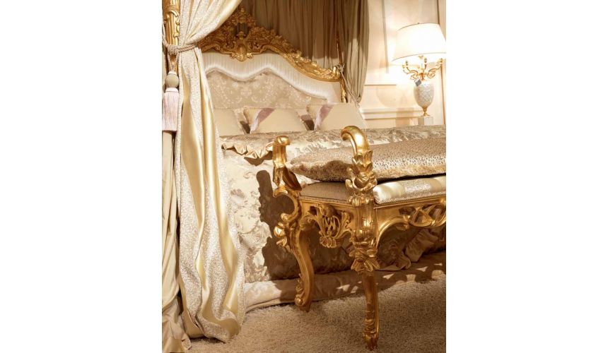 Queen and King Sized Beds Luxurious Golden Grecian Bedroom Furniture Set