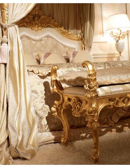 Queen and King Sized Beds Luxurious Golden Grecian Bedroom Furniture Set