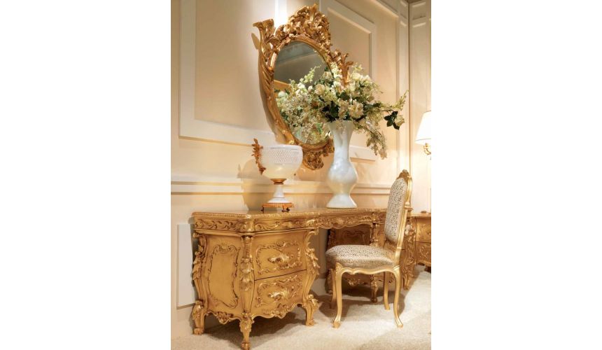 Queen and King Sized Beds Luxurious Golden Grecian Bedroom Furniture Set