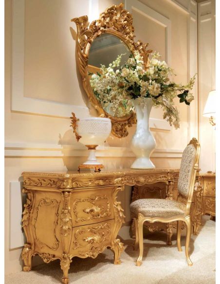 Queen and King Sized Beds Luxurious Golden Grecian Bedroom Furniture Set