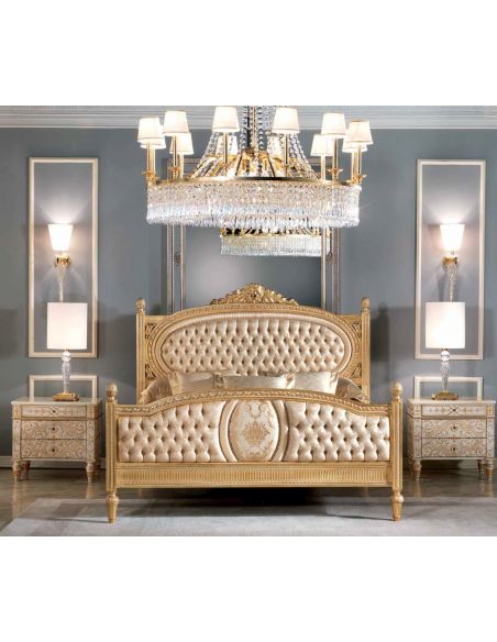Royal And Pure Golden Bedroom Furniture Set, King Size Bed Bedroom Furniture Sets