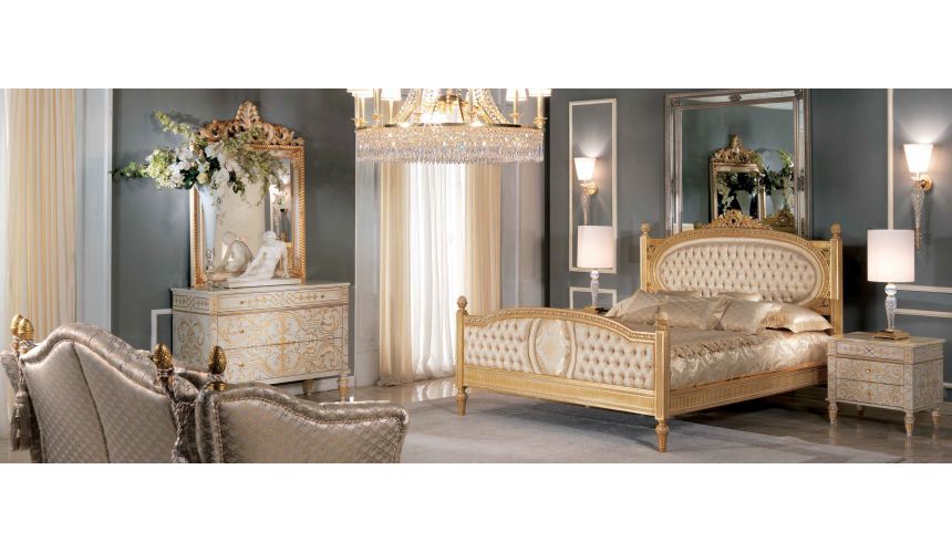 Queen and King Sized Beds Royal and Pure Golden Bedroom Furniture Set