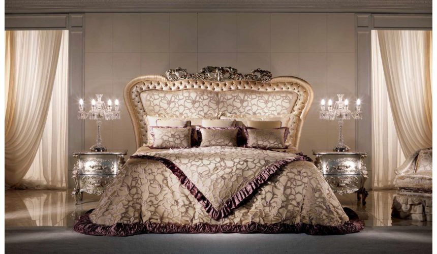 Queen and King Sized Beds High End Velvet Petals Bedroom Furniture Set