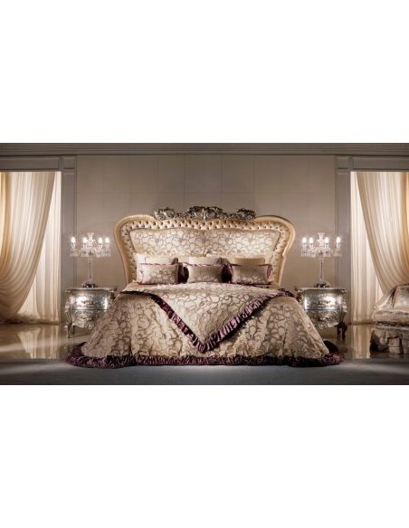 Queen and King Sized Beds High End Velvet Petals Bedroom Furniture Set