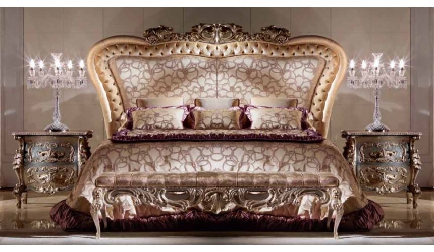 Queen and King Sized Beds High End Velvet Petals Bedroom Furniture Set